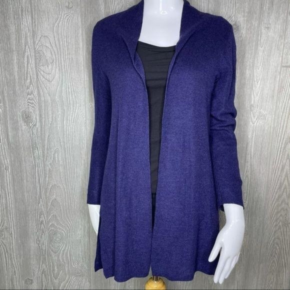 Eileen Fisher lightweight long sleeve open front Purple cardigan sweater oversiz